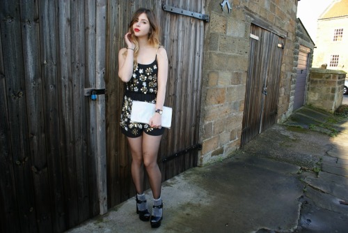 (via helloomonica - A London-based fashion blog by Monica Barleycorn: Embellished Playsuit)