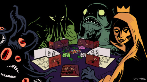 tohdaryl:The stars are right for board games night. Shoggy, Cthulhu, Dagon and Has- er… i mean the Y