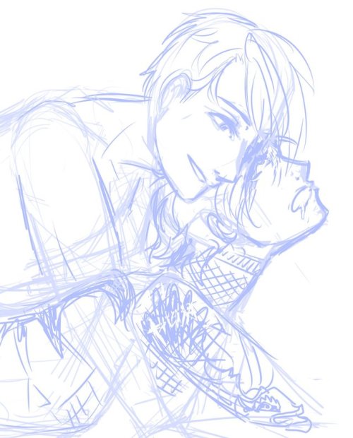 yuriclaws:  Wip of a scene from my sex shop au http://archiveofourown.org/works/11041359