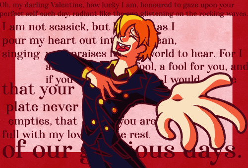 One Piece Valentine’s Day cards 3/6 Vinsmoke Sanjiby 4Pandas You can also read the lovely drabbles t