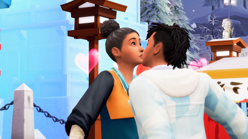 First kiss at the festival of snow