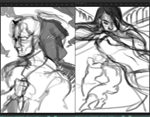 Test sketches my postcard contribution for the Thicker than Blood zineIn the end I went for the bott