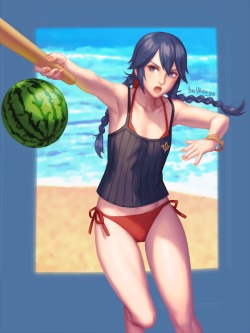 bellhenge:  Lucina [Super Smash Bros. for 3DS / WiiU] — SSB4 Shines (last year ver.)— Summer Peach  — Lucina DeviantART   &lt;3