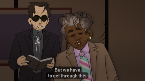 transziraphale:[image description: drawing of crowley and aziraphale from good omens. crowley is rea