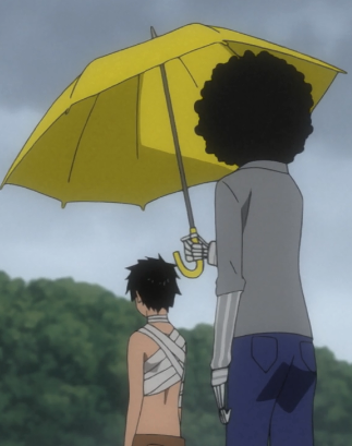 fuckinmanga:  prossima-nebulosa: As I was re-watching one piece film z I remembered why Brook is one of the most beautiful Strawhat members: he’s protecting his captain from the rain, but he’s so tall and the umbrella wouldn’t reach Luffy, so he