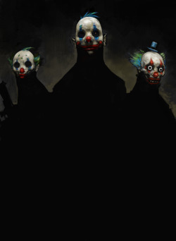 batman-nolanverse:  Never-seen Dark Knight concept art reveals the terrifying origins of the Joker’s Clown Gang. Concept art from The Dark Knight reveals a whole creepy clown army, at The Joker’s disposal. Concept Artist Rob Bliss, who whipped up