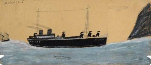 Motor Vessel with Airship and Shark, Alfred Wallis
