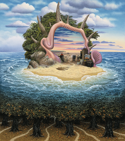 Art by Jacek Yerka1. Desert Island2. Double Life II3. Enclave4. Eruption5. Fences