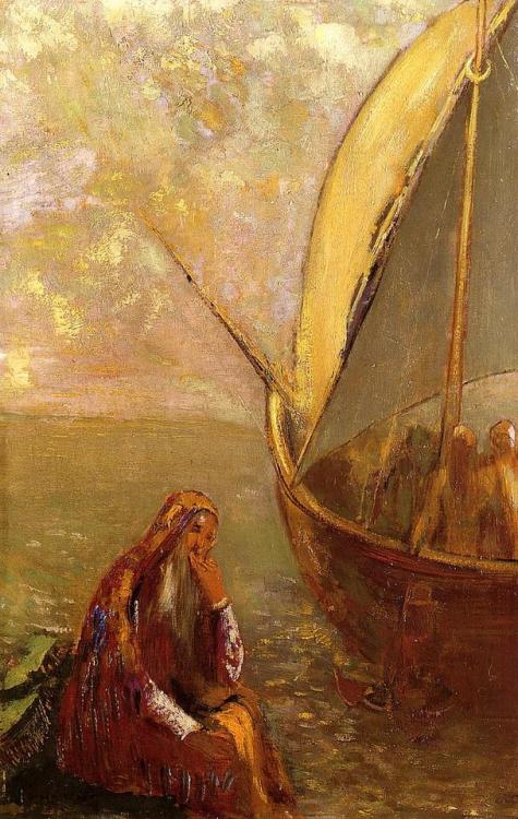 The Departure by Odilon RedonSize: 41.28x26.35 cmMedium: oil on panel