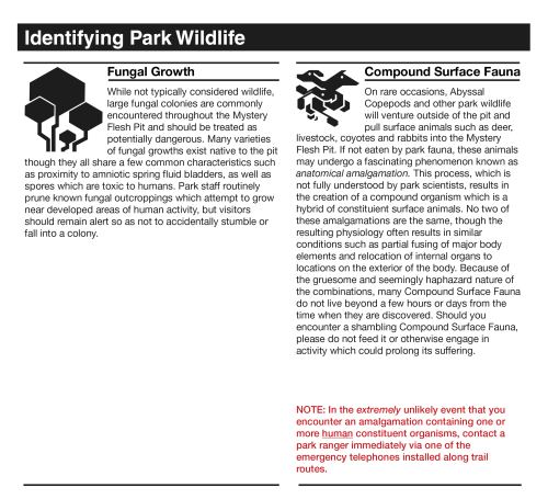 Wildlife Safety Brochure Though the Mystery Flesh Pit National park remained a model of visitor safe