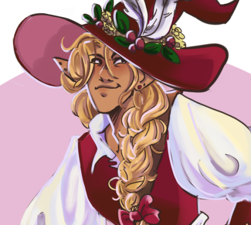 taz-ids:pidgedee:you know, from tv?[ID] A full color drawing of Taako, smirking and leaning on the h