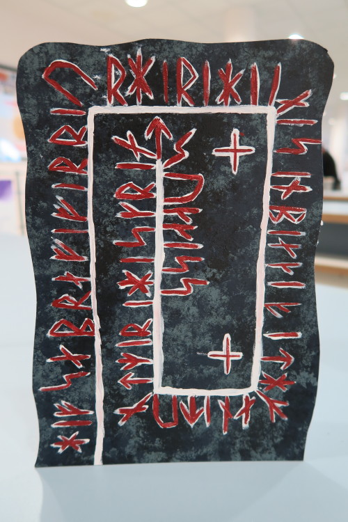 Key Stage 3 Learner Viking Rune Stones created by Drama students as preparation for their forthcomin