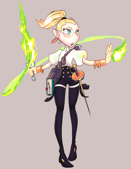 GREEN FLAME BLADE✧･ﾟA revised design of my half-elf bladesinger, Calliope, brought in to a new DnD c