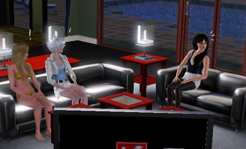 srry for this late update i havent been playing sims very often ahahaa BUT THIS IS A GOOD ONE I PROMISE so its still the same day from the last update in this pic and they’re watching t- MOUSE  ok anyways,  here are blake and yang eatin cause they