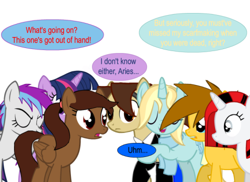 ask-star-singer:  An ask by two Anons, ask-the-two-musicians, askcrinkletwilight and brokenderp featuring askskypethepony, ask-twilights-library, ask-dizzylollipop, isle-of-forgotten-dreams and ask-shiver-snow.It’s good to be back alive again, I know.I