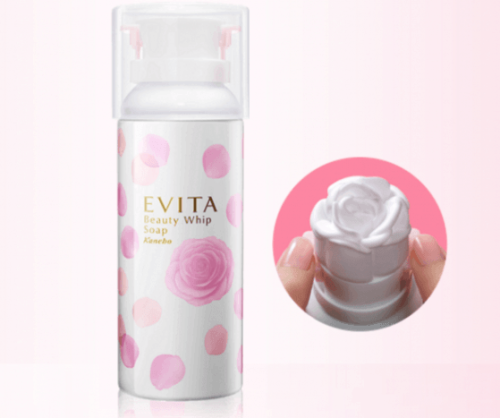 Japanese facial cleanser Kanebo Evita dispenses fragrant foam in the shape of a rose. Wow (@_@)