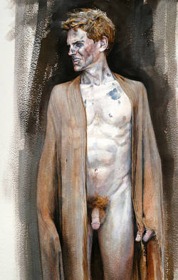 themalenudityinart:  Daniel_Barkley_Lazarus_Watercolour_Study