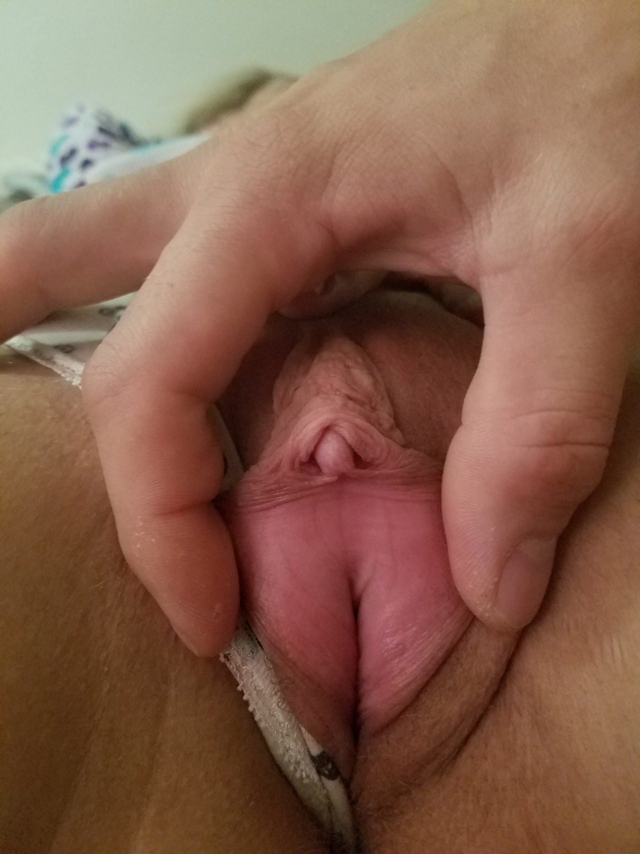 pawsnumnum:  Showing off my amazing pussy lips. Featuring Mr. NumNum’ s hand #nsfw