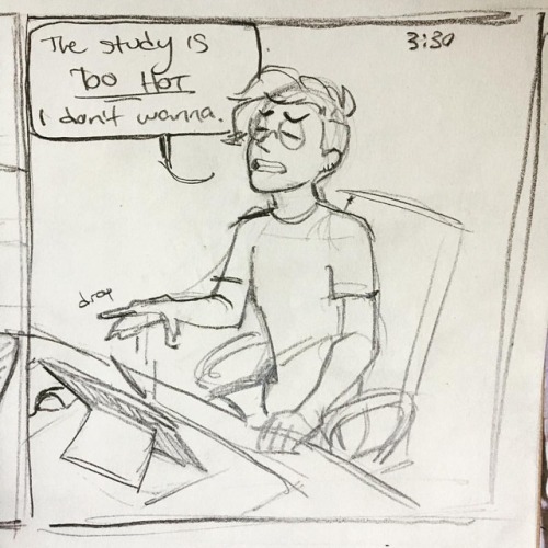 3:30 still doing some work but oof it’s sweaty in here #elkingart #traditional #sketch #hourlycomicd