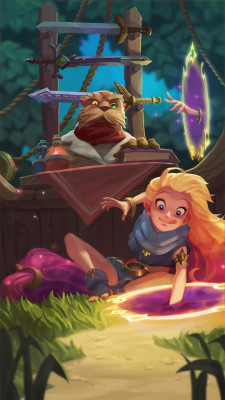 thecollectibles:    Zoe, aspect of twilight by  Elena Bespalova  Illustrations for the new League of Legends champion Zoe.  