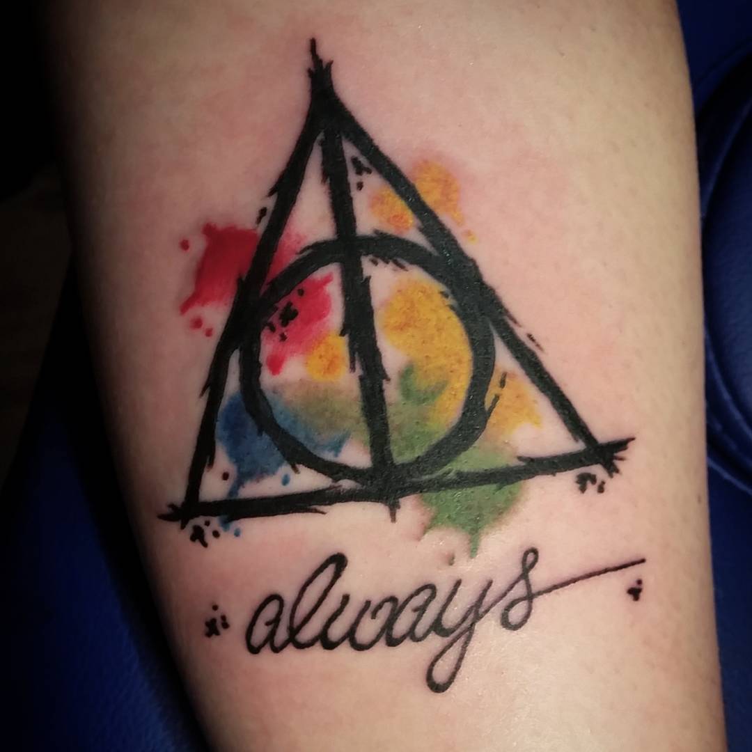 Watercolor Deathly Hallows Tattoo Design  Harry potter tattoos Small  tattoos Deathly hallows tattoo