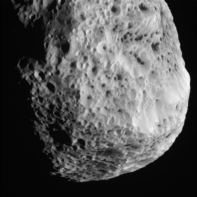 Flyby Image of Saturn&rsquo;s Sponge Moon Hyperion #nasa #apod #jpl #caltech