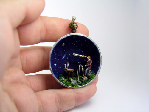 My latest piece! A miniature scene of an astronomer observing the motions of the cosmos. In the sky 