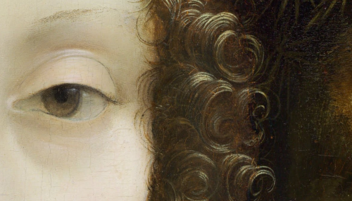 aradeia:Details from Leonardo da Vinci’s Ginevra de’ Benci, ca. 1474-1478. Virtutem forma decorat, t
