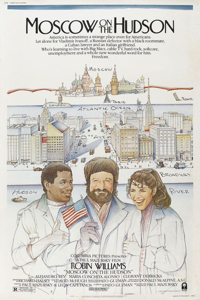 US one sheet for MOSCOW ON THE HUDSON (Paul Mazursky, USA, 1984)
Artist: Craig (after Saul Steinberg)
Poster source: Heritage Auctions
R.I.P.