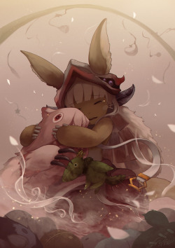 thetangles:★ NOTRE-NOEYEBROW  |  ミーティはあったかいなぁ  ☆ ⊳ tumblr / nanachi (made in abyss) ✔ republished w/permission