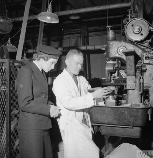 The manufacture of footwear for the Women&rsquo;s Royal Naval Service at afactory in the Midlands (E