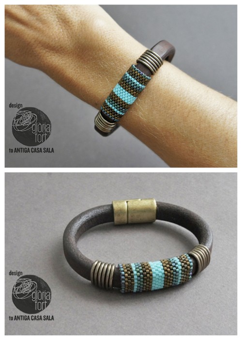 DIY Wire Wrapped Leather Peyote Bracelet Tutorial from Gloria Fort. I used Chrome to translate. If y