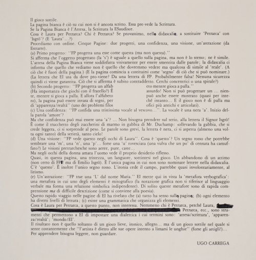 Ugo Carrega – Emilio Isgrò, Il gioco sottile, n.d. [Archivio di Nuova Scrittura, Museion, Bolzano-Bo