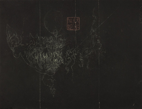 Study for Jiang-shī Mask, 2014Chalk on prepared paper, 20.4 x 26.6 cmThe painted study