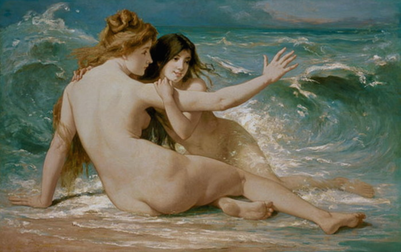 wlwarthistory:Mermaids Frolicking in the Sea -Charles Edouard Boutibonne