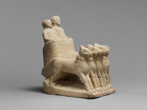 Limestone votive chariot with four horses and two figures, Metropolitan Museum of Art: Greek and Rom