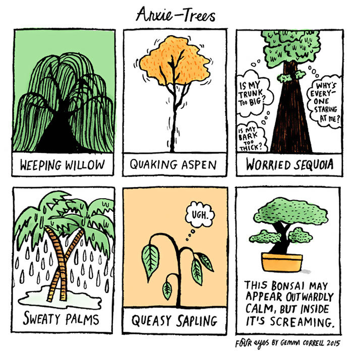 bestof-society6:Comical Illustrations Depict Anxiety’s Troubles by Gemma Correll 