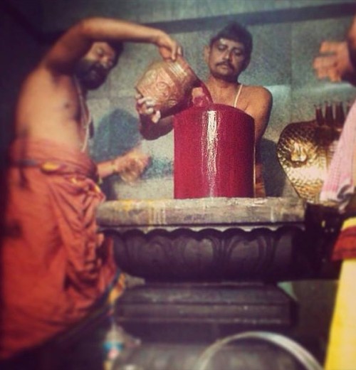 Shiva lingam ritual bath (abhisekha) 