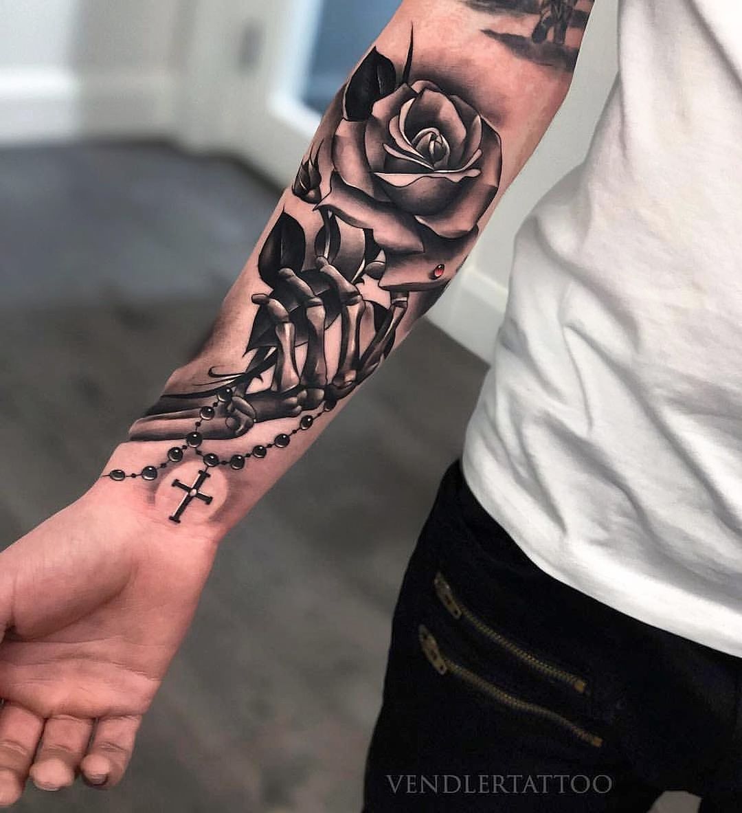 rose hand tattoo on black girl with skull fingersTikTok Search