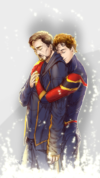 areluctantsblog:cyberdelph:I feel so good !。by sweetbat-Mr stark?-Pete?-I’m here….Oh my Beautiful!