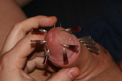 ballsforbreaking:  A couple of needle play pics…. yes, these do hurt…  