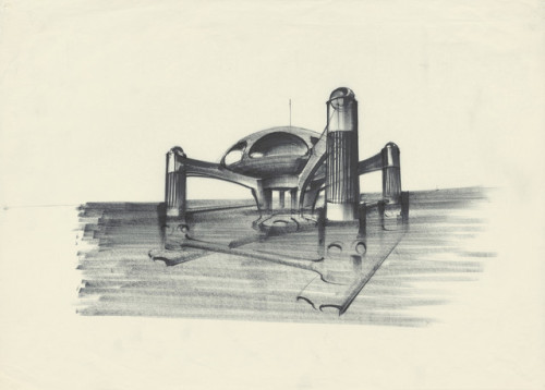 Some of Ken Adams’s set designs for James Bond.