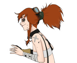 zaun-derground: Welp, I have a few more things I want to update on our ol’ Fire Crotch Cutie but I really wanted to drive home the ‘Dangerous Engineer’ aspect of her.  Some bolt tattoos, More Oil, some oil splattered and singed hair, some bandages