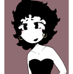 i drew betty boop and my sona in a new art style! i love both of them sm,, #artists on tumblr #art#betty boop#fanart#pink #black and white #hearts#alt#art style#digital art#ibispaintdrawing