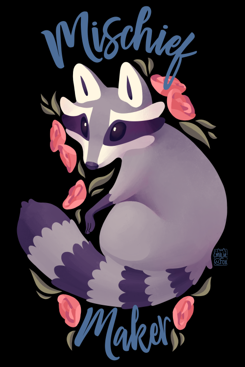 emiliefoxart:Trash panda is here to make mischief with you~Get this fluffy friend on Redbubble!