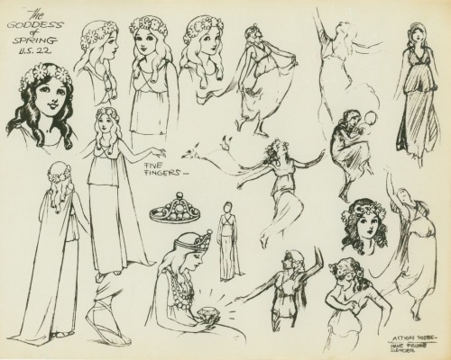 Silly Symphony - The Goddess of Spring directed by Wilfred Jackson, 1934A model sheet of the Greek g