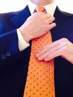sexandsophistication:  I was feeling all “autumnal” this morning, so I went with the orange tie. Plus I’m getting a lot of requests to see my hands.  So there you go.   :)  WOO!