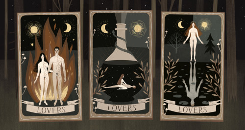 three version of the Lovers card