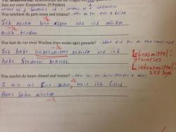 ahahagerman:  made a small mistake on his German exam. 