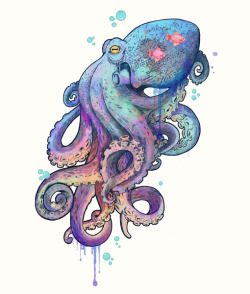 eatsleepdraw:  octopus with psychedelic tentacles